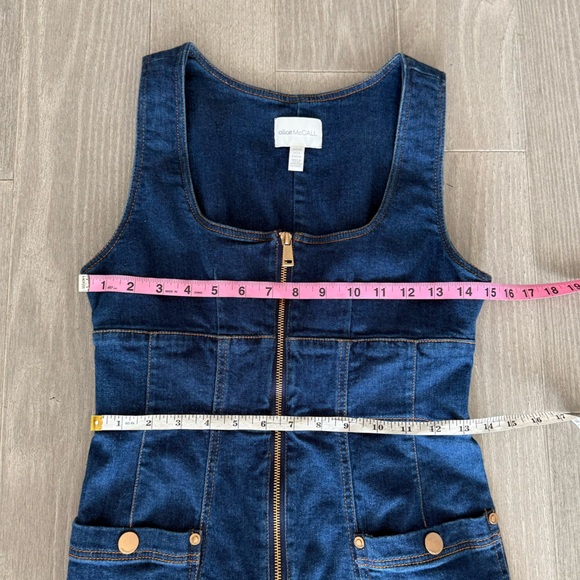 Alice McCall Revolve On and Off Jean Denim Mini Dress US 6 Stretch Square Neck - Picture 15 of 16